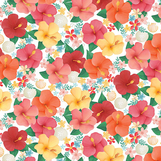 Beach Retreat-Aloha Floral White - 14589-09