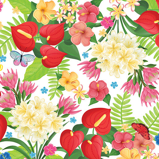 Island Flowers - White - 14694-9