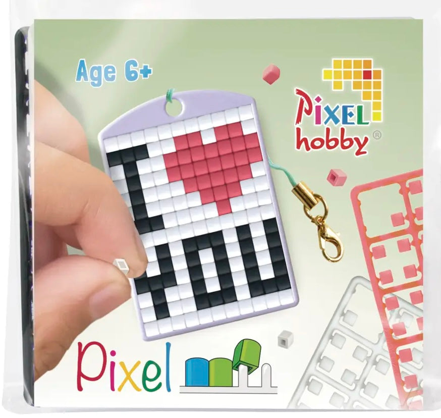 Pixel Medallion Keychain - I Love You 23106