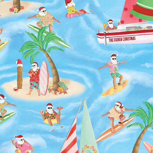 Santa At Sea Blue