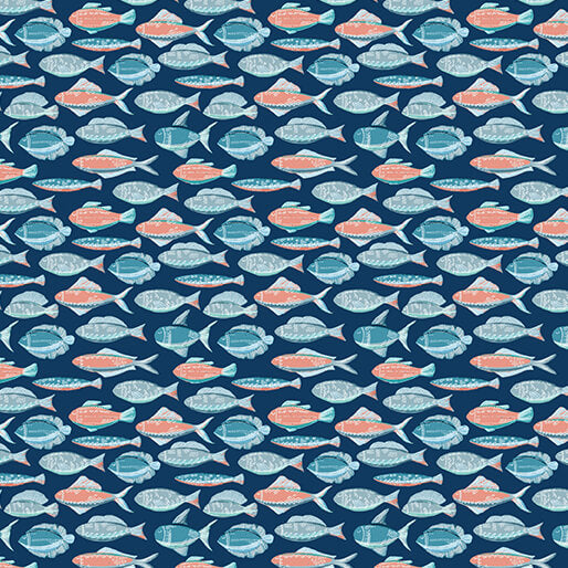 Under The Sea Fish Swim Navy 16536-58