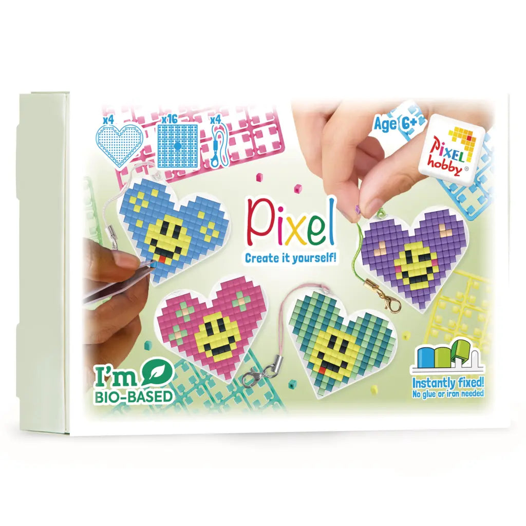 Pixel Keychain 4 Pack Heart Shaped - Smileys 25007