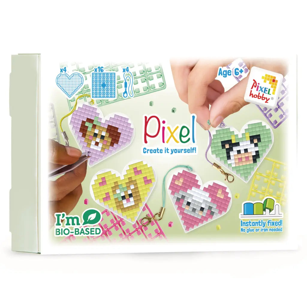 Pixel Keychain 4 Pack Heart Shaped - Animals 25008