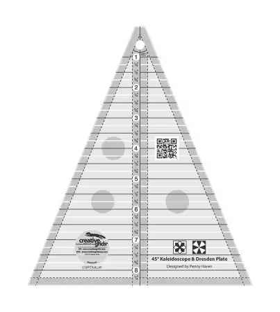 Creative Grids Quilt Ruler 45 Degree Kaleidoscope & Dresden Plate - CGRTKAL45