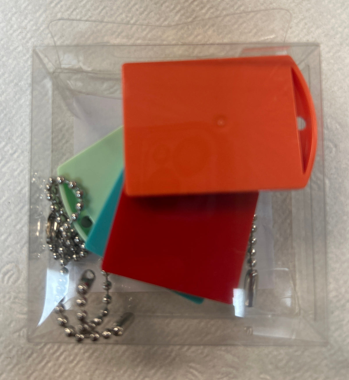 4 Assorted Color Pixel Keychain Medallions with Chain - 22061-4