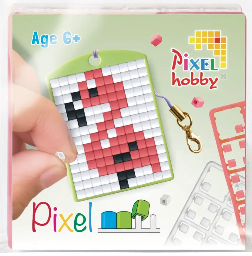 Pixel Medallion Keychain - Flamingo 23134