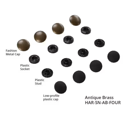 Tool-free Snaps - Set of Four - Antique Brass - HAR-SN-AB-FOUR