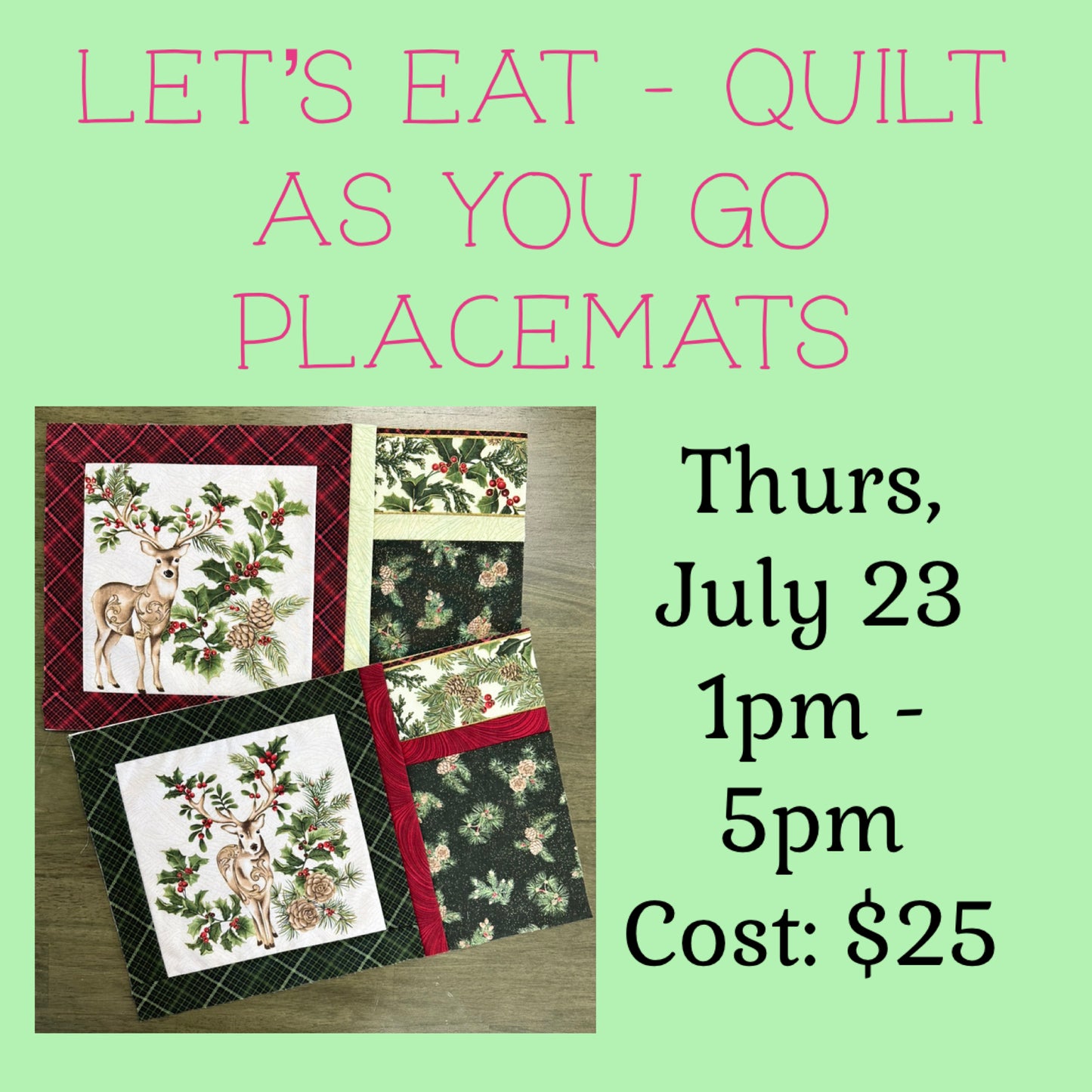 Let's Eat - Quilt As You Go Placemats