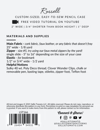 Lily Pencil Case Pattern - LST308