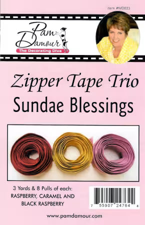 Sundae Blessings 3 yards of Reversible Coil Zipper Tape with 8 Slides - MD023DD