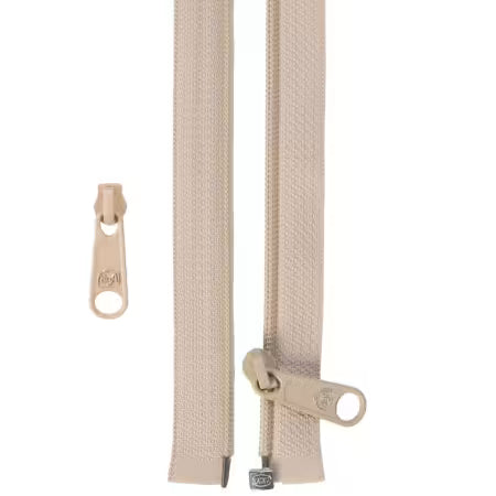 50in Separating Zipper and Extra Slide Natural - ZIP50-130