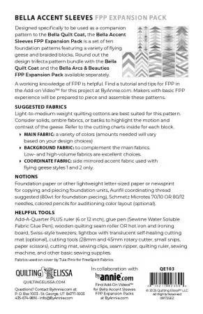 Bella Accent Sleeves - FPP Expansion Pack (for Bella Quilted Coat) - QE103