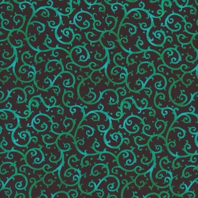 Scrolling Splendor Turquoise/Black