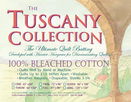 Batting Tuscany Bleached Cotton 72in x 96in Twin
- TB72