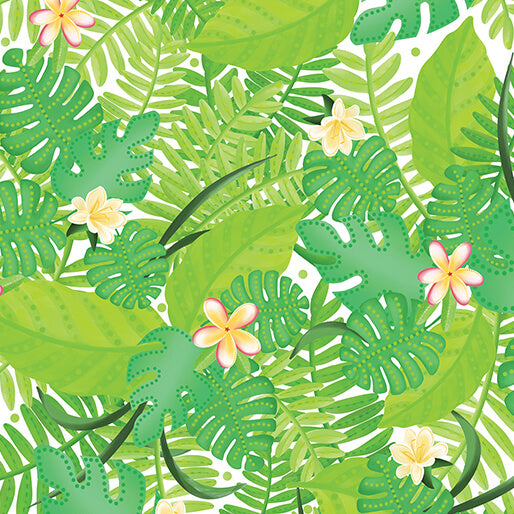 Island Time Tropical Leaves - Green - 14689-44