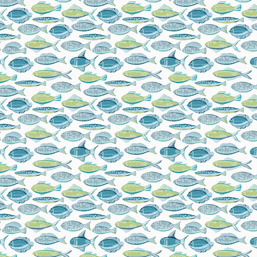 Under The Sea  Fish Swim White 16536-09