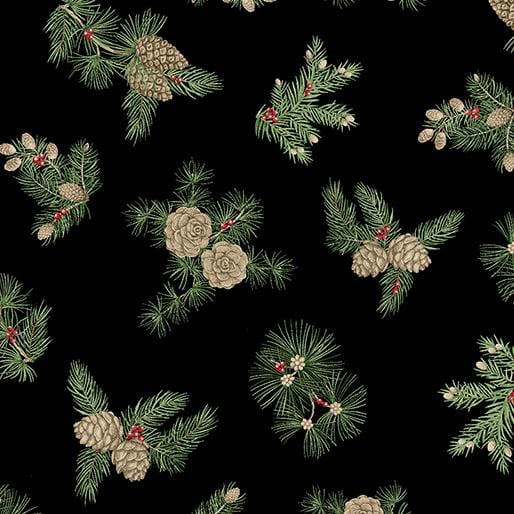 Winter in the Pines - Pine Cones Black - 16302M-12