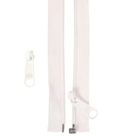 50in Separating Zipper and Extra Slide White - ZIP50-100